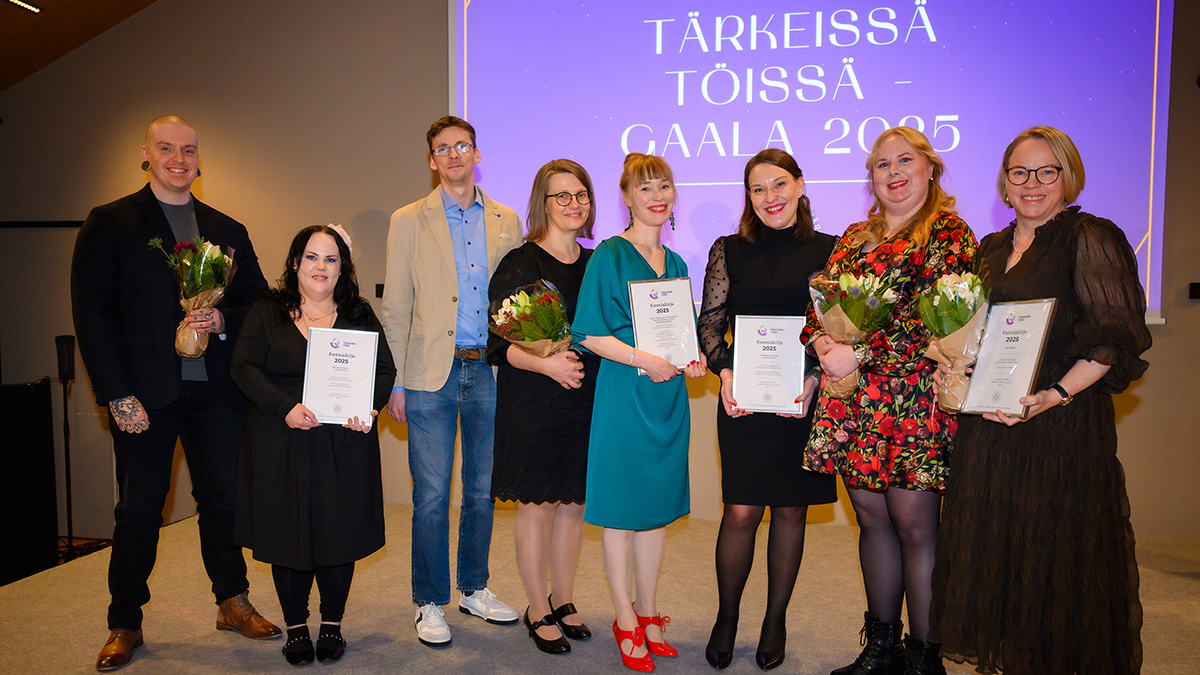 Tärkeissä töissä -gaalassa palkittiin muun muassa Heinolan kaupungin nuorisopalvelut, Pohjois-Pohjanmaan hyvinvointialueen LIPAS-PTV-pilotti, Kangasalan kirjastopalvelut ja Lapin kirjasto.