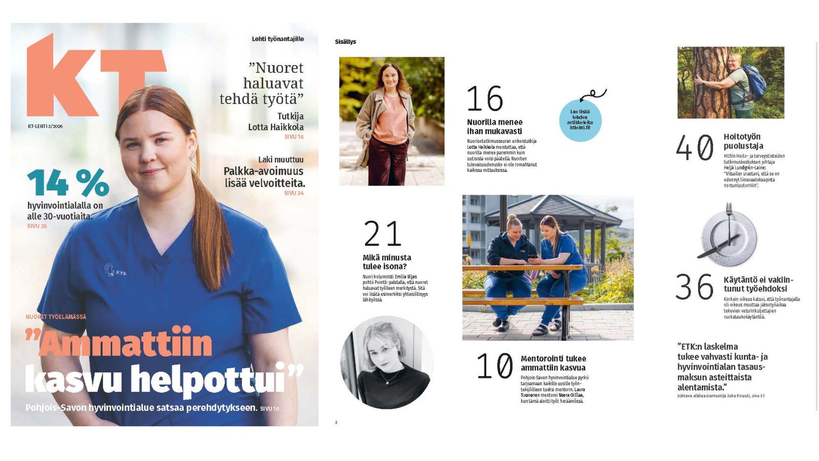 KT-lehdessä 3/2026 kerrotaan nuorista työelämässä.