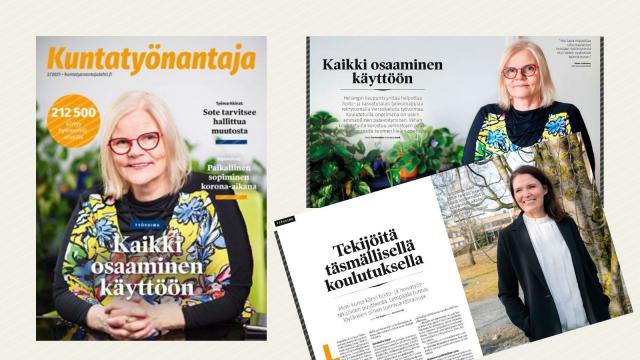 Kuntatyönantaja-lehdessä 2/2021 käsitellään sitä, miten kaikki osaaminen saadaan kunta-alalla käyttöön. Kansijutussa työvoimasuunnittelija Minna Lehikoinen Helsingin kaupungilta kertoo ulkomaisen työvoiman rekrytoinnista.