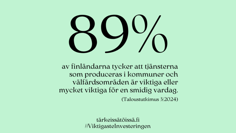 89 % av finlandändarna tycker att tjänsterna som produceras i kommuner och välfärdsområden är viktiga eller mycket viktiga för en smidig vardag.