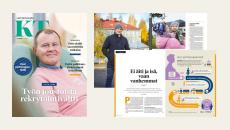 KT-lehden 5/2022 teemana on työ ja perhe, kannessa Mika Forsberg Päijät-Hämeen hyvinvointikuntayhtymästä.